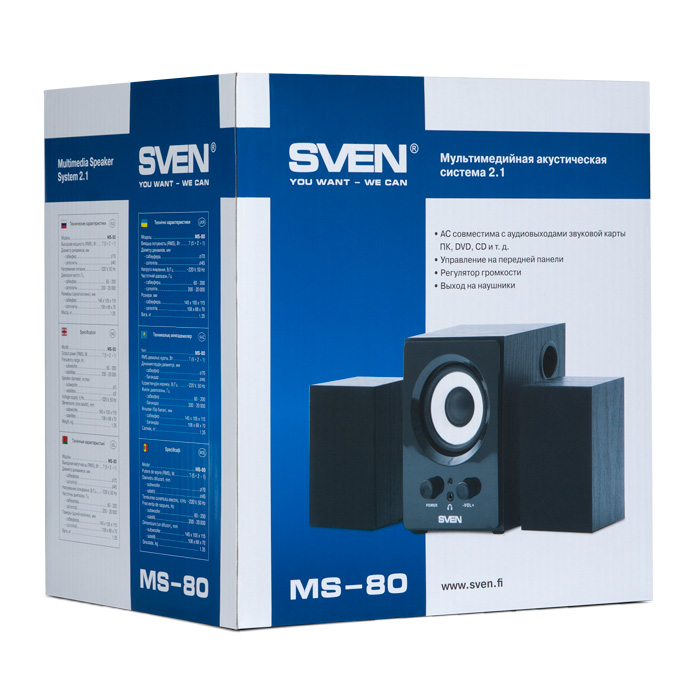 Колонки Sven MS-80 (7W, black)