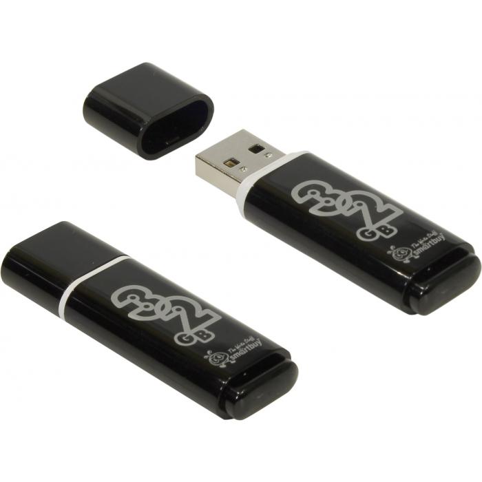 Флеш накопитель USB 2.0 32Gb Smartbuy Glossy Series (SB32GBGS-K, black)