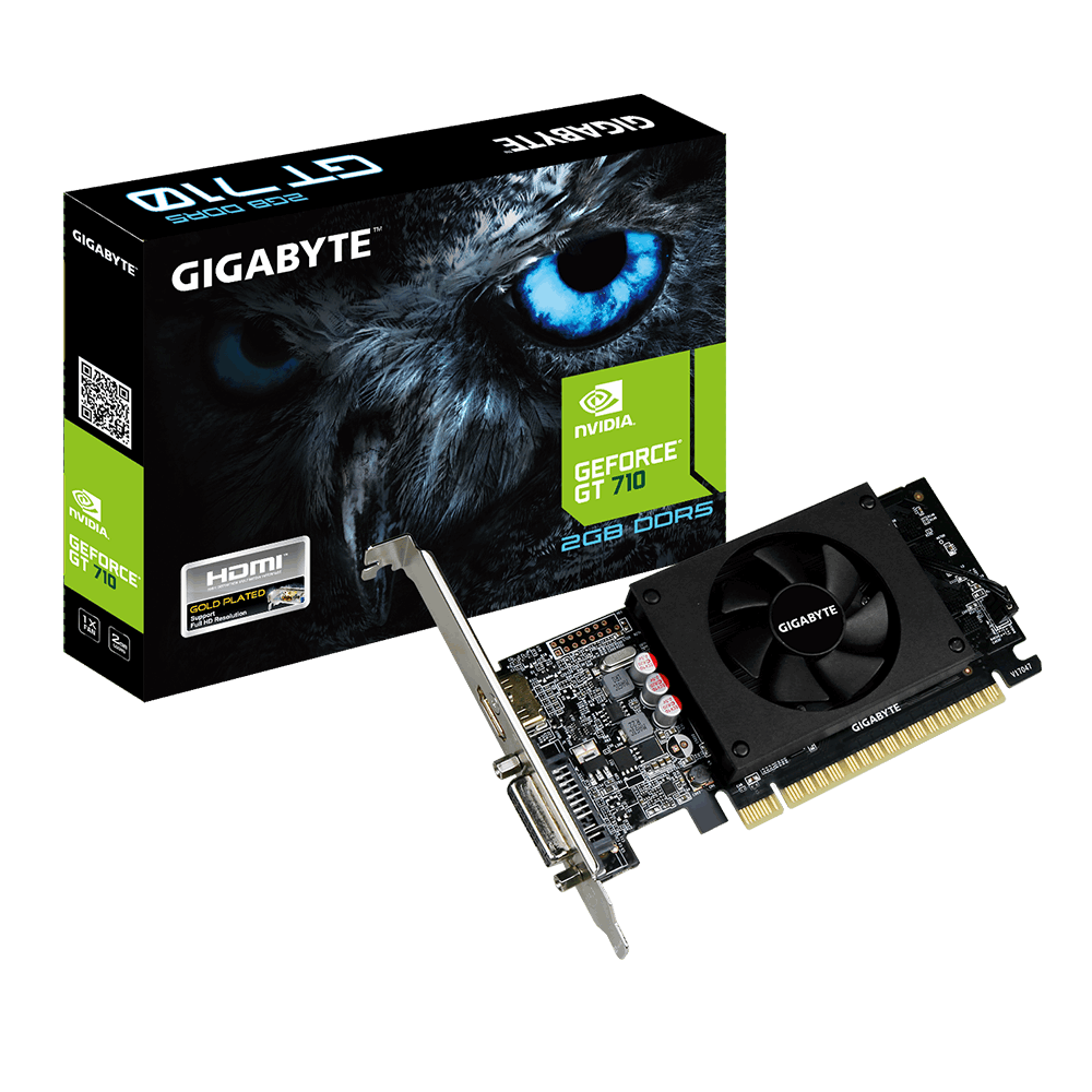Видеокарта Gigabyte GF GT710 2Gb (GV-N710D5-2GL, 64bit, GDDR5, DVI+HDMI) RTL