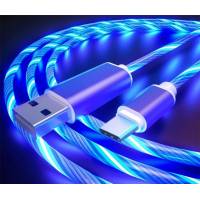 Кабель USB 2.0 Am - Type-C 1.0m (переливающаяся подсветка, blue)