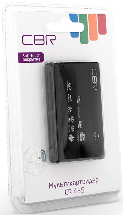 Карт-ридер CBR CR 455 (microSD, SDHC, M2, MS, CF, MMC, XD, black, USB2.0)