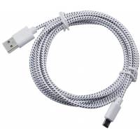 Кабель USB 2.0 Am - micro USB 1.0m (нейлоновая оплётка, white)
