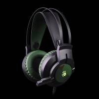 Наушники A4Tech Bloody J450 (полноразмерные закрытые, подключение по USB, с микрофоном, регулятор, игровые, виртуальный объёмный звук 7.1, 1.8m, подсветка, army green)