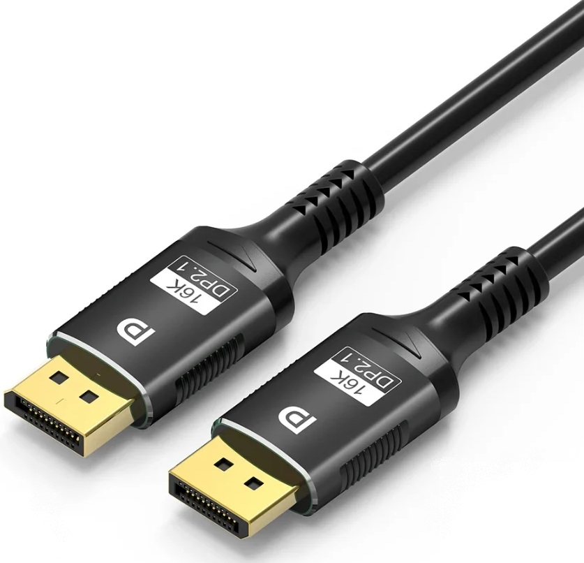 Кабель DisplayPort (m) - DisplayPort (m) 2.0m (v2.1, 16K, с позолоченными контактами, экранированный, black-silver) OBRO