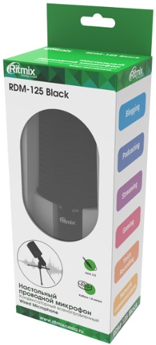 Микрофон Ritmix RDM-125 (настольный, конденсаторный, выключатель, 1.8m, black)