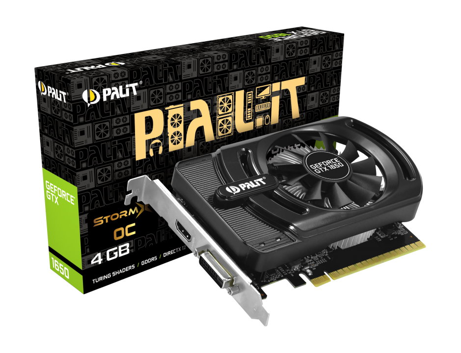 Видеокарта Palit GF GTX1650 STORMX OC 4Gb (128bit, GDDR5, DVI+HDMI) RTL