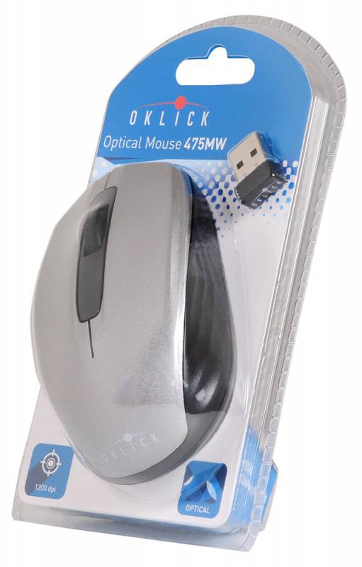 Мышь беспроводная Oklick 475MW (optical, 1200dpi, AA, grey-black)