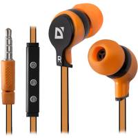 Наушники Defender Pulse 450 (затычки, для мобильных устройств, с микрофоном, 1.2m, black-orange)