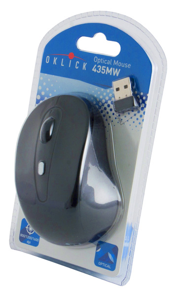 Мышь беспроводная Oklick 435MW (optical, 1600dpi, 2xAAA, black)