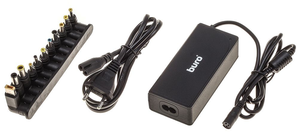 Зарядное устройство для ноутбука Buro BUM-0220B65 (вход 110-240V, выход 12-20V (автоопределение), USB 2.4A, 65W, black)