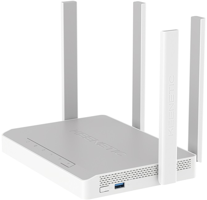 Роутер Keenetic Hero 4G+ (KN-2311) (574/1201Mbps, 2.4/5GHz, 4 ports, 1000Mbps, 2 внешние несъёмные антенны 5dBi, 2 внешние сменные антенны 4G, USB3.0, USB Printer/FTP Server/3G/4G/LTE, Micro SIM, grey-white)