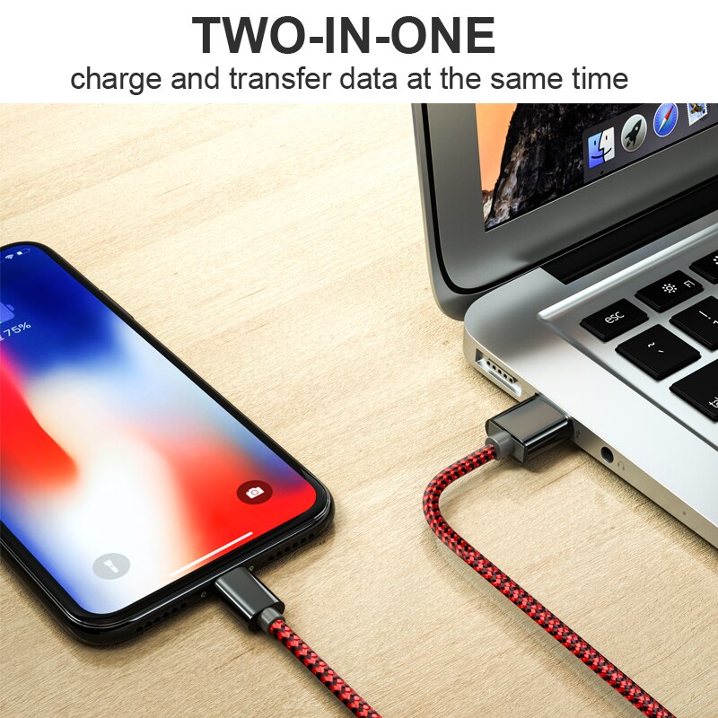 Кабель USB 2.0 Am - Lightning 2.0m (нейлоновая оплетка, black-blue) GUSGU
