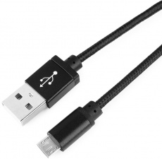 Кабель USB 2.0 Am - micro USB 1.0m (CC-mUSB2bk 1m, нейлоновая оплетка, пакет, black) Cablexpert