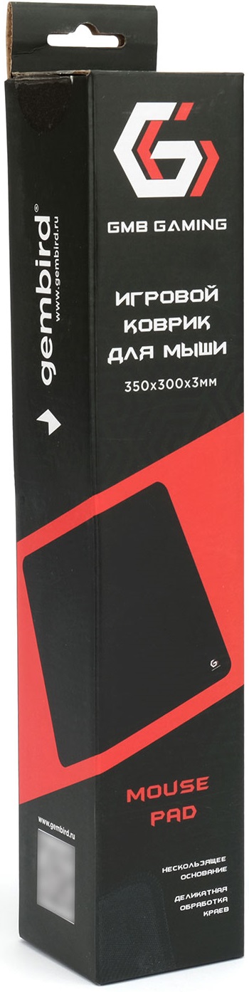 Коврик для мыши Gembird (MP-35-30-BLACK, тканевый на резиновой основе, 350x300x3mm)