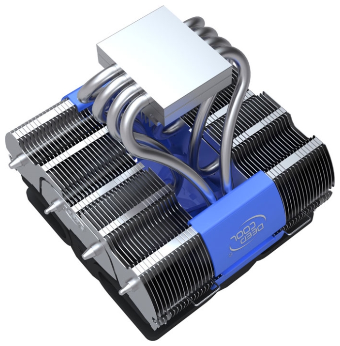 Вентилятор DeepCool TIGER SHARK (775/1150/1155/AM2/AM3/FM1/FM2/1136, 120mm, 500-1500rpm, 18-30dBa, 4 Тепловые трубки, 4pin, 130W) RTL