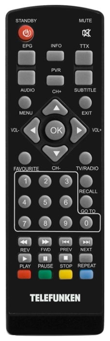 Тюнер для цифрового ТВ внешний / Медиа-проигрыватель Telefunken TF-DVBT204 (1080p, DVB-T/T2, HDMI, AVI, MKV, MP4, MP3, JPEG, Time Shift, запись на внешний носитель USB, black)