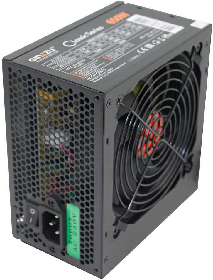 Блок питания GINZZU 650W (CB650, 120mm, 20+4+4+4pin, 2xPCI-E 6+2pin, 4*SATA, 3*HDD) RTL