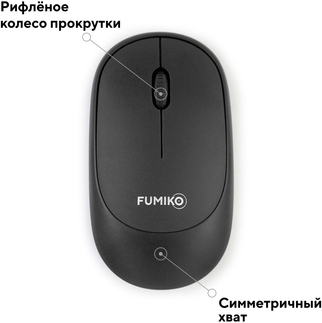 Мышь беспроводная FUMIKO VIVID FMA-06-K (optical, 1000dpi, AA (нет в комплекте), black)