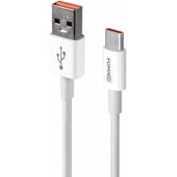 Кабель USB 2.0 Am - Type-C 1.0m (FCA07-02, 6A, быстрая зарядка, силиконовый шнур, white) FUMIKO