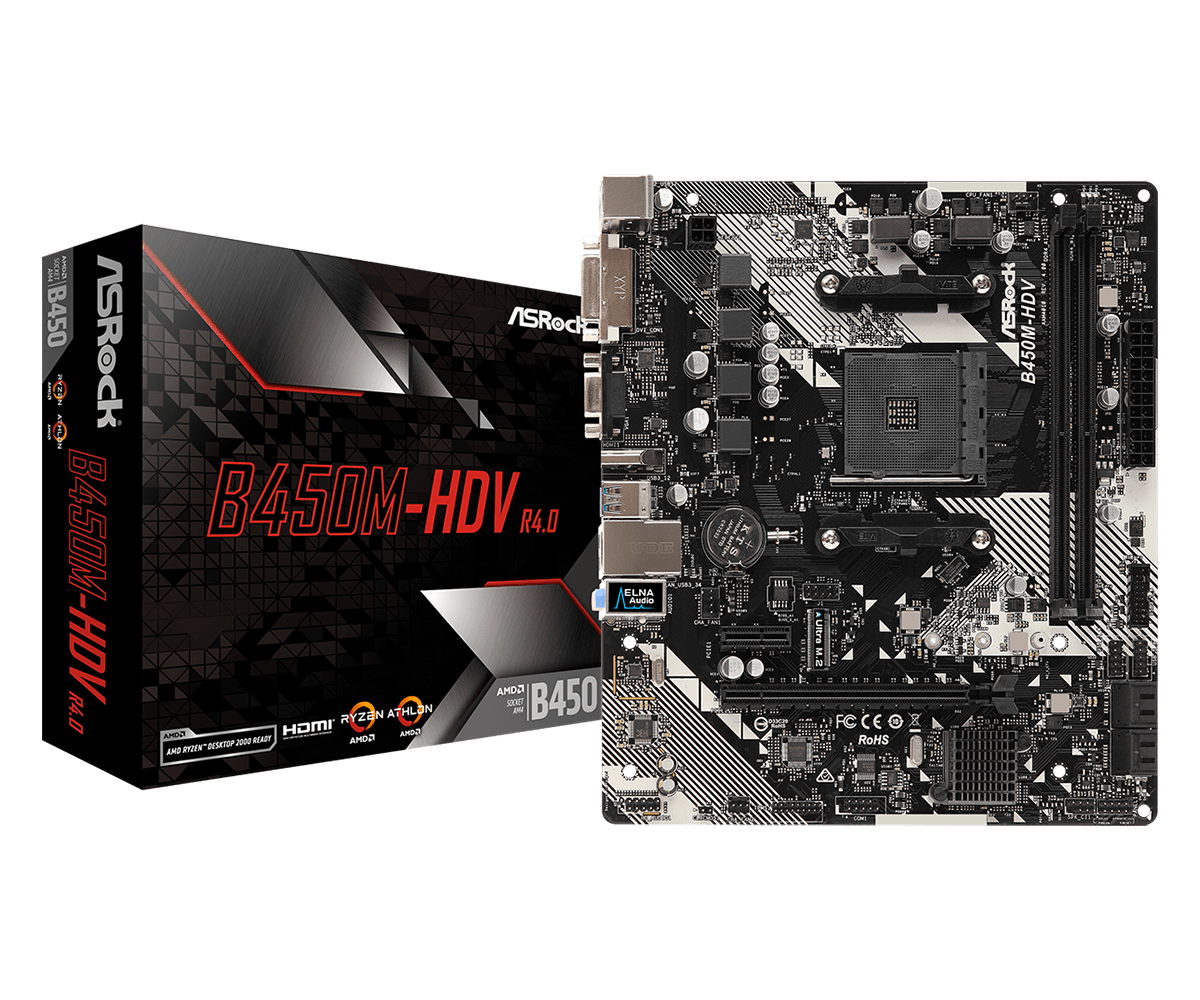 Материнская плата ASRock B450M-HDV R4.0 (AM4, mATX) RTL