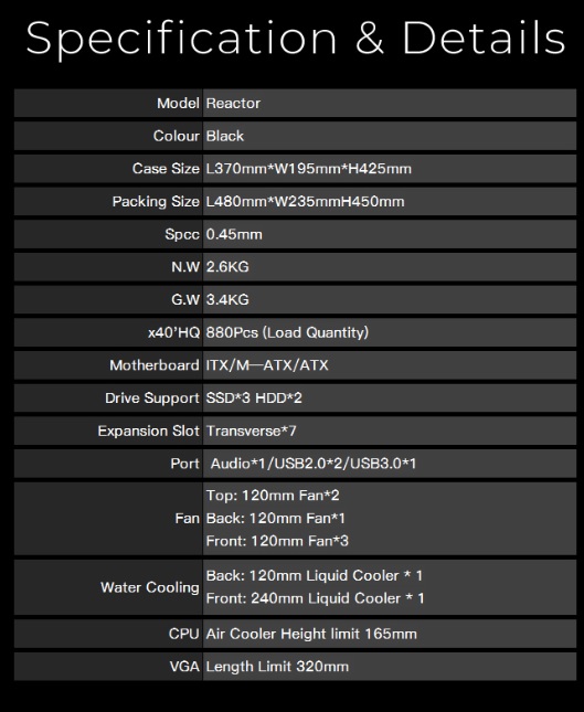 Корпус ALSEYE Reactor (без БП, ATX, USB3.0, без вентиляторов, black)