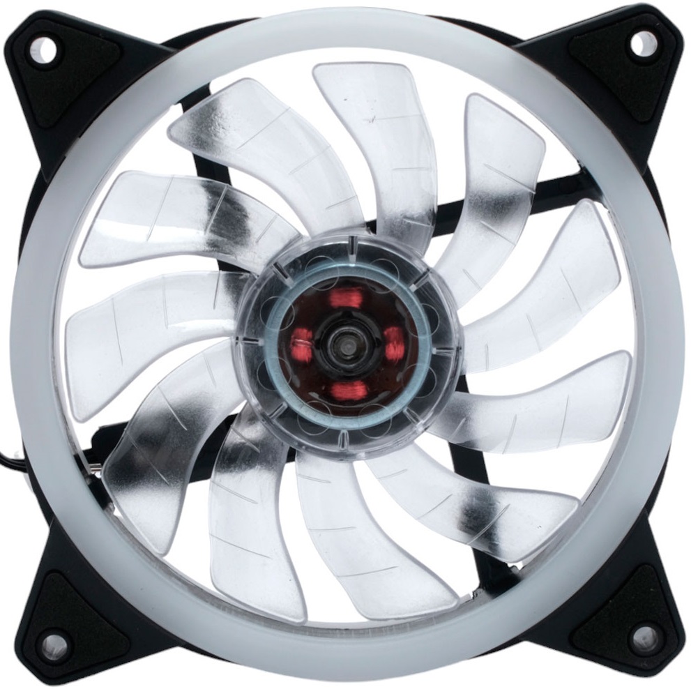 Вентилятор Gembird D12025S12L-W (120x120x25mm, Hydro, 1200rpm, 21dBa, 3+4pin, white LED, black-white) RTL