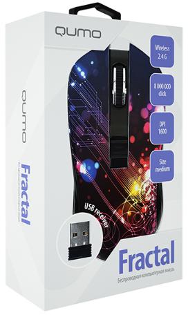 Мышь беспроводная QUMO Fractal M25 (optical, 1600dpi, AA, black)