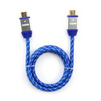 Кабель HDMIm-HDMIm 1.0m (KCP-HDMInbl, ver.1.4, с позолоченными контактами, нейлоновая оплётка, blue-silver) Konoos