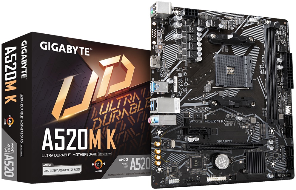 Материнская плата Gigabyte A520M K (AM4, mATX) RTL