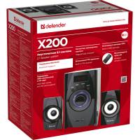 Колонки Defender X200 (20W, Bluetooth, ПДУ, FM, USB, SD, MP3, black)