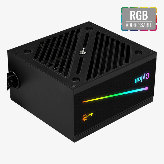 Блок питания AeroCool 500W (Cylon 500, 80+, 120mm, 20+4+4+4pin, 2*PCI-E 6+2pin, 5*SATA, 3*HDD, RGB) RTL