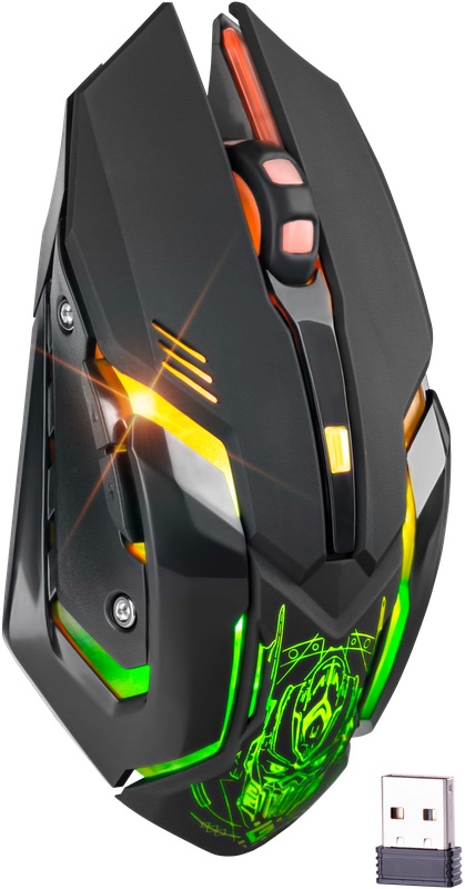 Мышь беспроводная Defender Trigger GM-934 (optical, 3200dpi, аккумулятор 400mAh, RGB подсветка, игровая, редактор макросов, эмуляция клавиш клавиатуры, soft-touch, black)