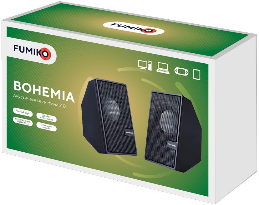 Колонки FUMIKO BOHEMIA (6W, USB, black)