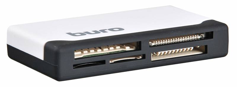 Карт-ридер Buro BU-CR-2102 (microSD, SDHC, M2, MS, CF, MMC, XD, white-black, USB2.0)