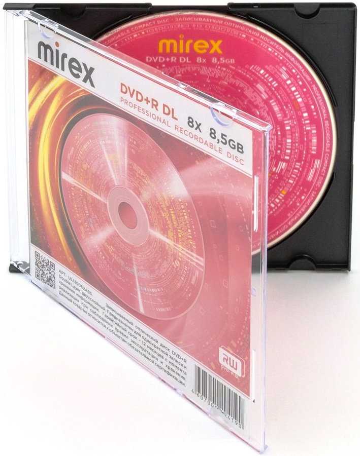 Диск DVD+R Mirex (8.5Gb, Dual Layer, 8x, 1шт., Slim Case)