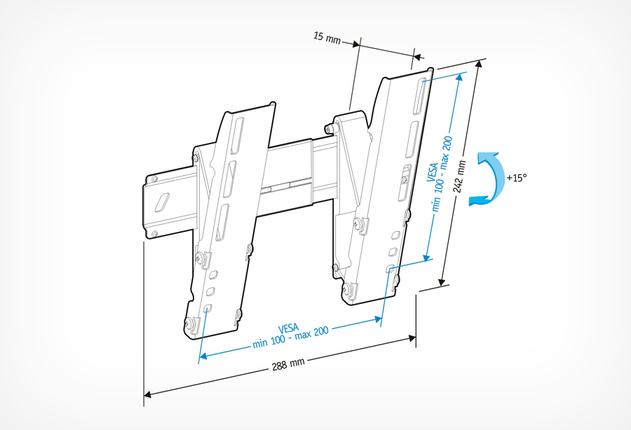 Настенный кронштейн для телевизоров и мониторов Holder LEDS-7012 (26"-42", VESA 200x100/200x200, до 30кг, black)