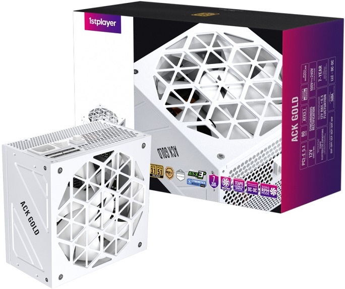 Блок питания 1STPLAYER 850W (HA-850BA2-WH, 80+ Gold, 140mm, 20+4+4+4+4+4, 3xPCI-E 6+2pin, 1x PCI-E 16pin 12V-2X6 (12VHPWR) 450W, 4*SATA, 2*HDD, Modular) RTL