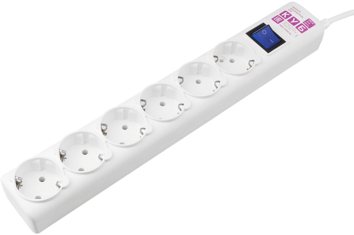 Сетевой фильтр КУБ (Powercube SPG6-16-3M, 6 розеток, 3 метра, 16A, white) RTL