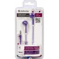 Наушники Defender MPH-005 Lucky (вкладыши, микрофон, 1.1м, фиолетовый)