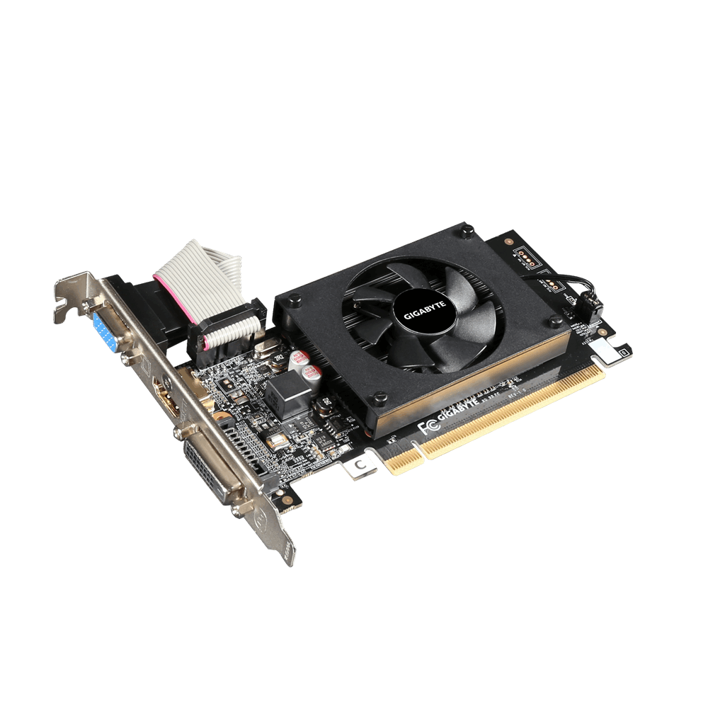 Видеокарта Gigabyte GF GT710 1Gb (GV-N710D3-1GL, 64bit, DDR3, DVI+HDMI+CRT) RTL