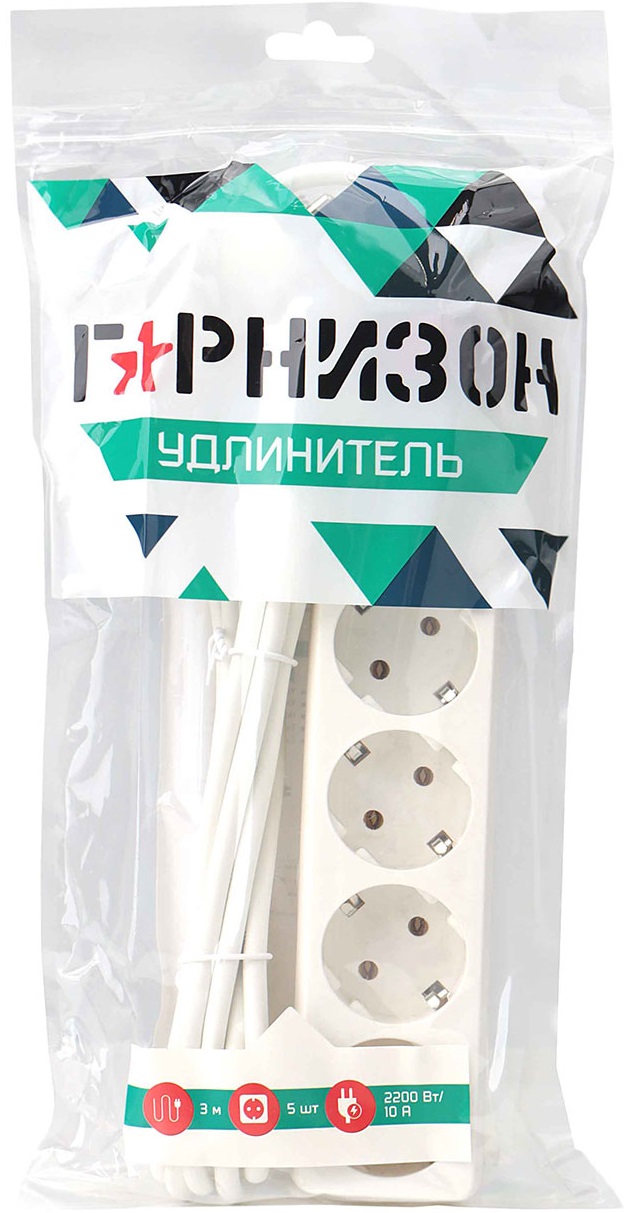 Сетевой удлинитель Гарнизон (EL-NB-G5-W-3, 5 розеток, 3 метра, 10A, white) OEM