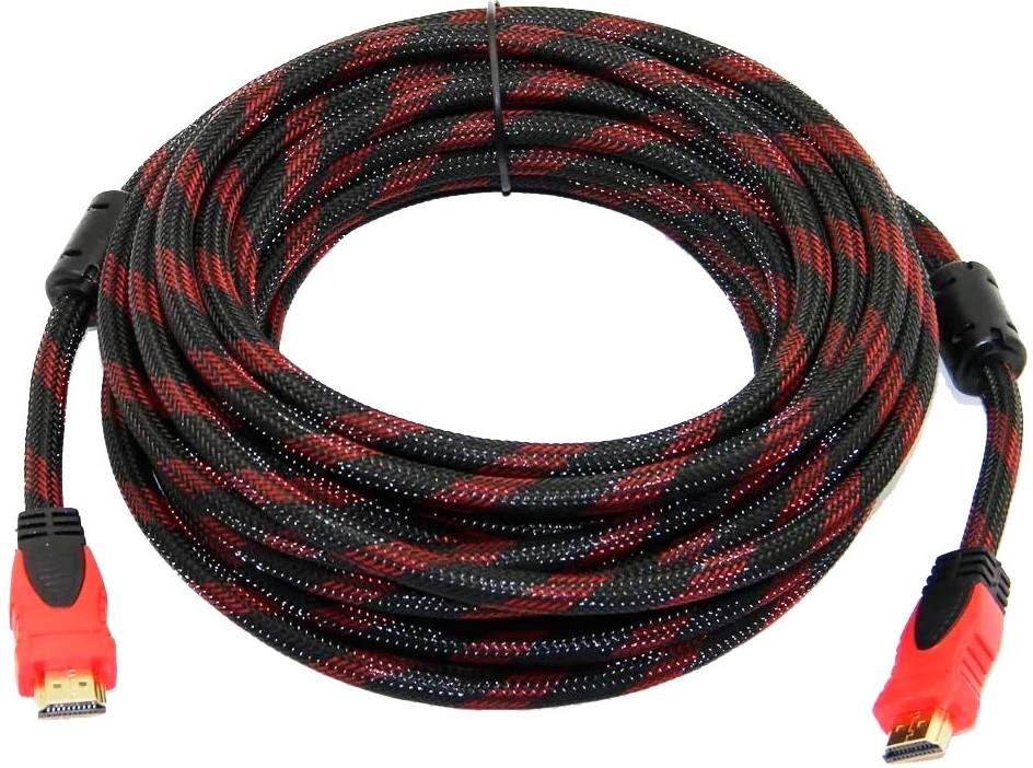 Кабель HDMI (m) - HDMI (m) 5.0m (FMA01-03, с позолоченными контактами, 2 ферритовых фильтра, нейлоновая оплётка, black-red) FUMIKO