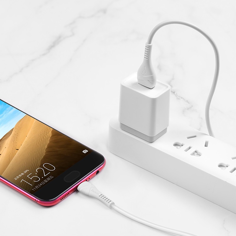 Кабель USB 2.0 Am - micro USB 1.0m (X37 Cool power, 2.4A, быстрая зарядка, white) hoco