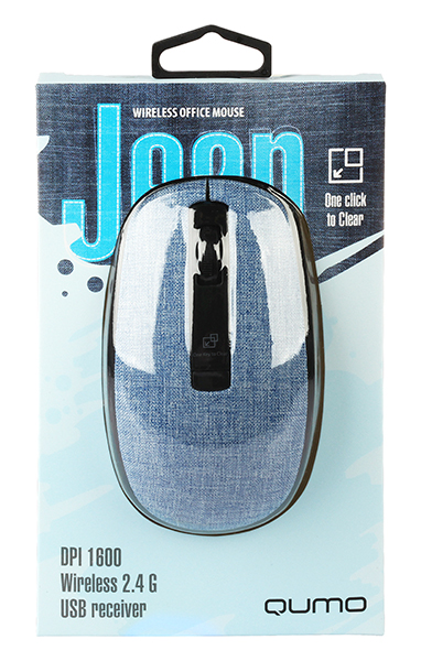 Мышь беспроводная QUMO Jean (optical, 1600dpi, AA, ткань)