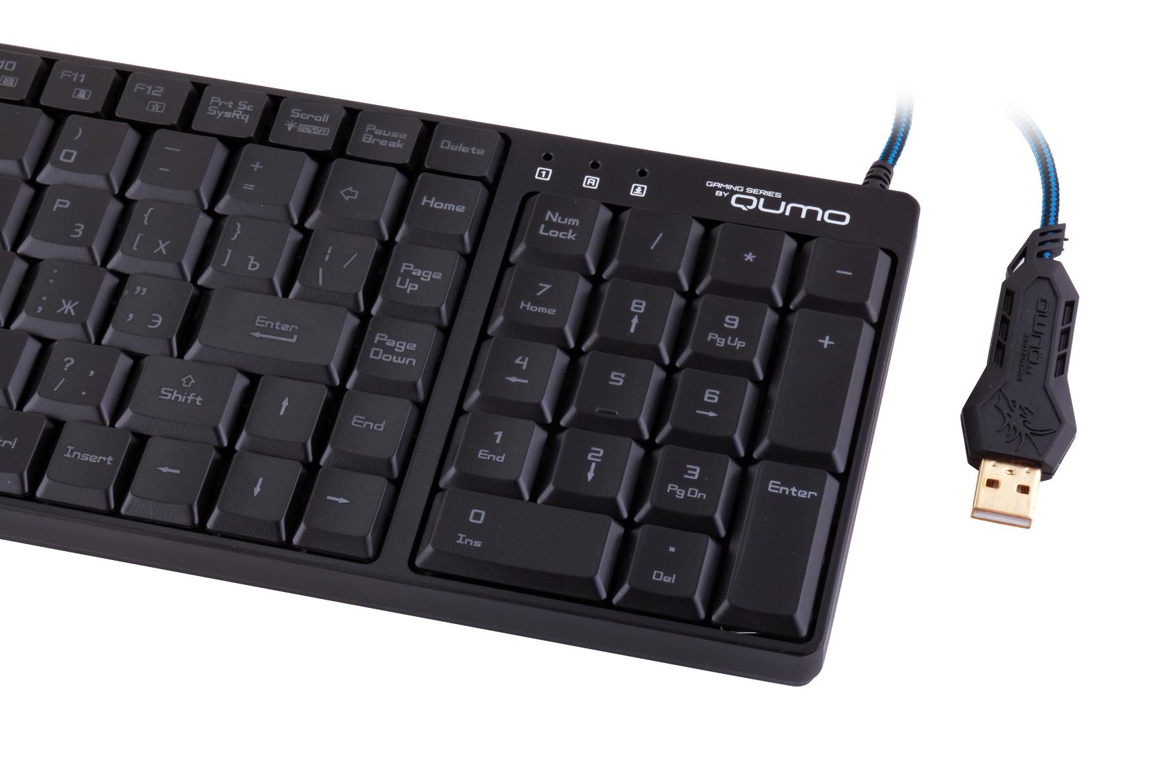 Клавиатура QUMO Dark Sector GK-002 (USB, голубая подсветка символов, black)