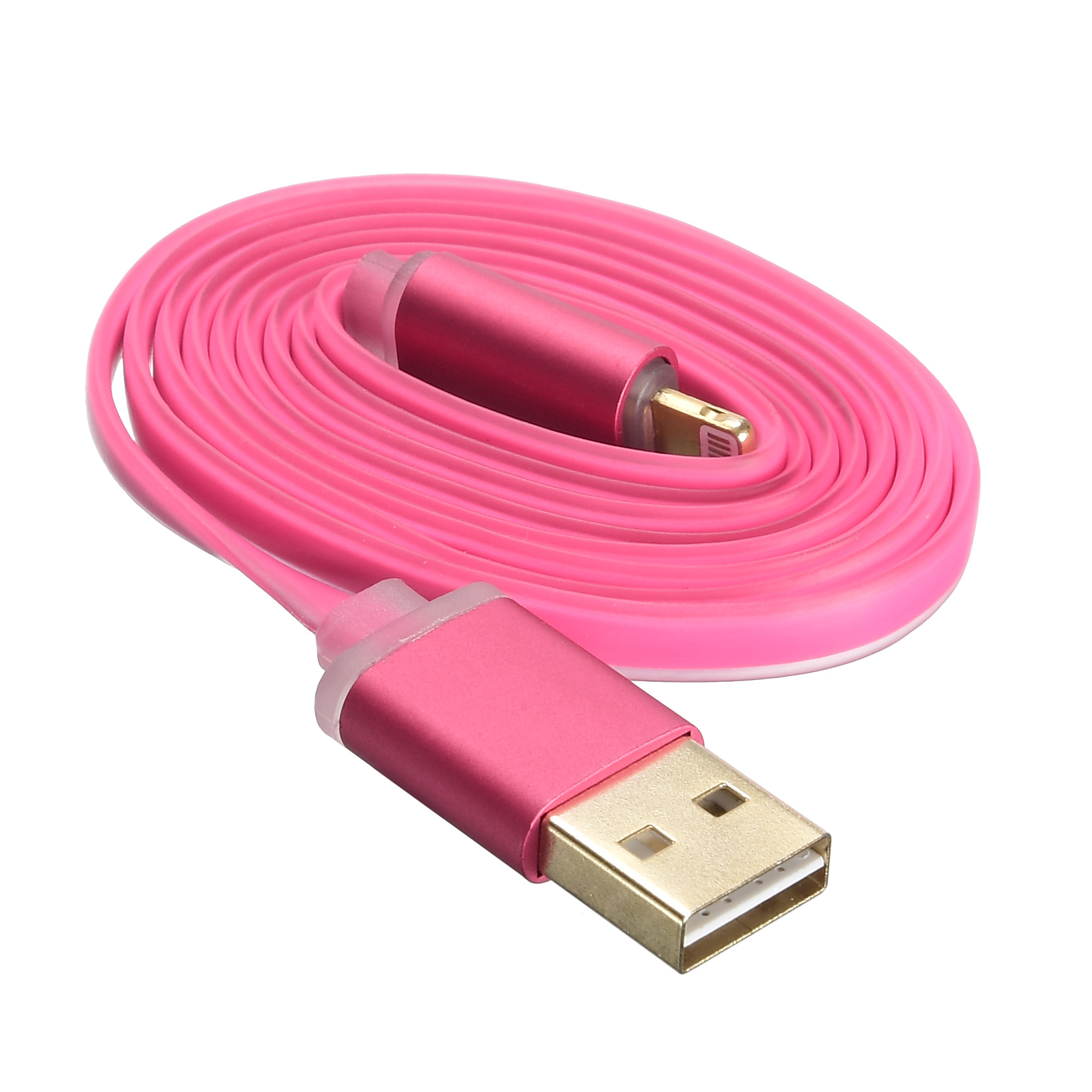 Кабель USB 2.0 Am - Lightning 1.0m (ACD-U915-P6M, мультиразъёмы, плоский силиконовый шнур, индикатор заряда, magenta) ACD