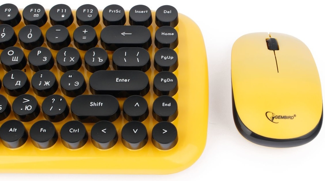 Клавиатура+мышь беспроводные Gembird KBS-9000 (yellow)