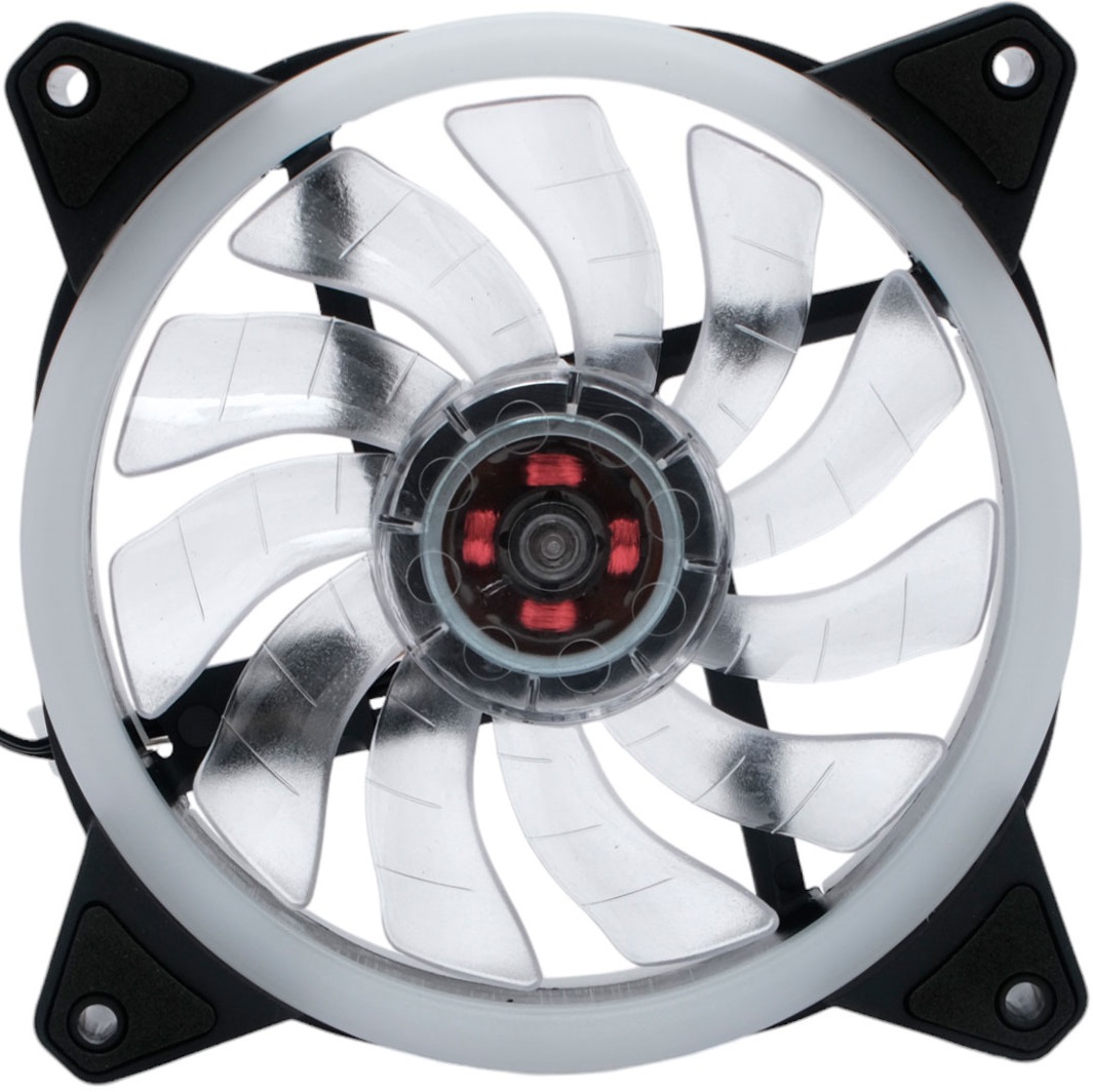 Вентилятор Gembird D12025S12L-R (120x120x25mm, Hydro, 1200rpm, 21dBa, 3+4pin, red LED, black-white) RTL