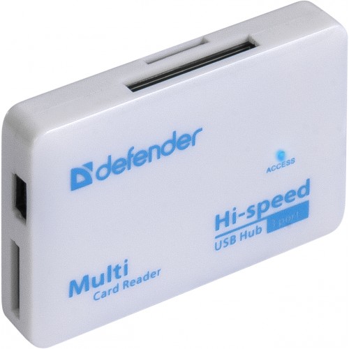 Карт-ридер DEFENDER COMBO TINY + USB хаб (3 порта, microSD, SDHC, M2, MS, MS Duo, RS-MMC) white