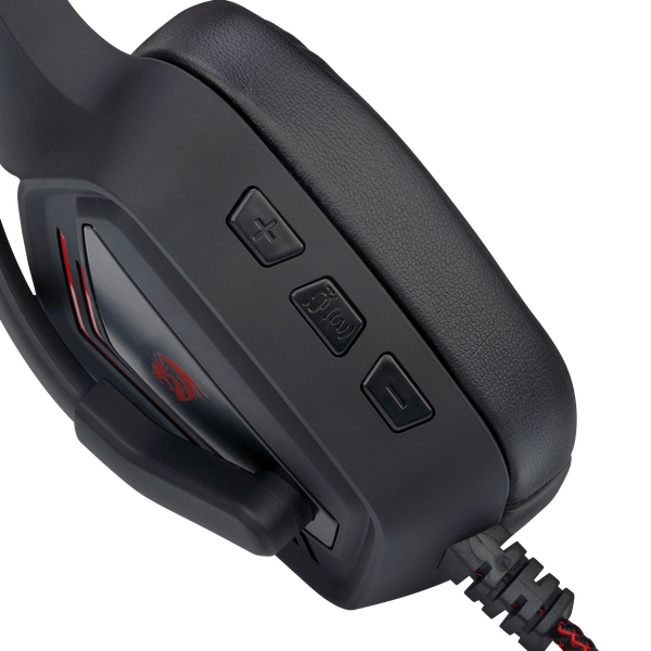 Наушники Redragon MUSES (полноразмерные закрытые, подключение по USB, c микрофоном, игровые, 2.2m, black-red)